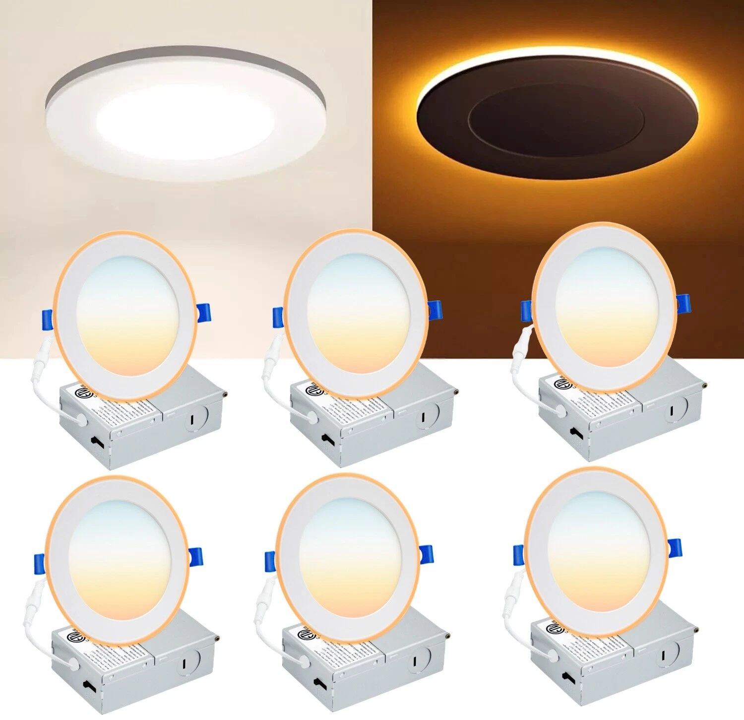 6" 5CCT Ultra-Thin LED Recessed Ceiling Light with Junction Box 12w 110w 6 Pack
Opens in a new windo