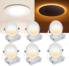 6" 5CCT Ultra-Thin LED Recessed Ceiling Light with Junction Box 12w 110w 6 Pack