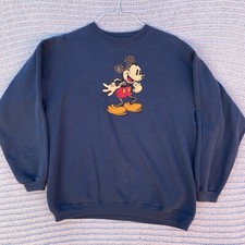 VINTAGE 90s Disney Mickey Mouse Blue Sweater Adult XL Extra Large Sweatshirt