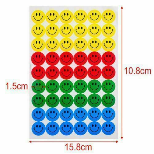 Smile Sticker Smiley Face Reward Self-Adhesive Multi Color 0.5" Round USA Seller - Picture 6 of 11