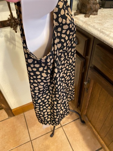 XXI Black Tan Poke-a-dot sleeveless Top Button Up size M - Picture 5 of 11