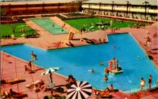 Las Vegas NV-Nevada, Poolside Dunes Hotel, Advertising, Antique Vintage Postcard