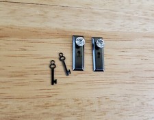 Dollhouse Doorknobs Handles Dark Pewter with Crystal Knobs Metal 1:12 Scale