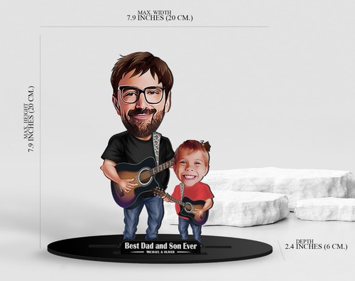 Statuina bigiotteria in legno 3D papà e figlio personalizzata, miglior regalo per papà - Foto 8 di 9