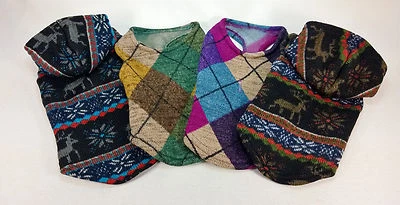 Gooby Small Breed Dog Puppy Cat Argyle Sweater or Winter Deer Hoodie XS S M L