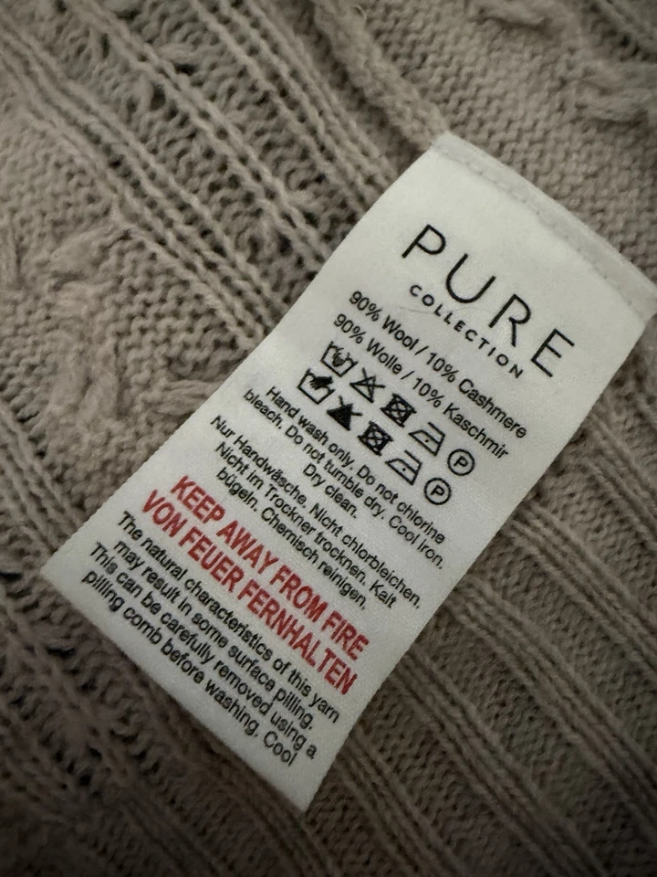 Pure Collection Beige Wool & Cashmere Cable Long Cardigan Size 16 - Image 4 of 4