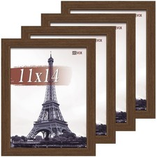 VCK 11x14 Picture Frame Set of 4 - Brown, Gallery-Quality Wood Poster Frames,...