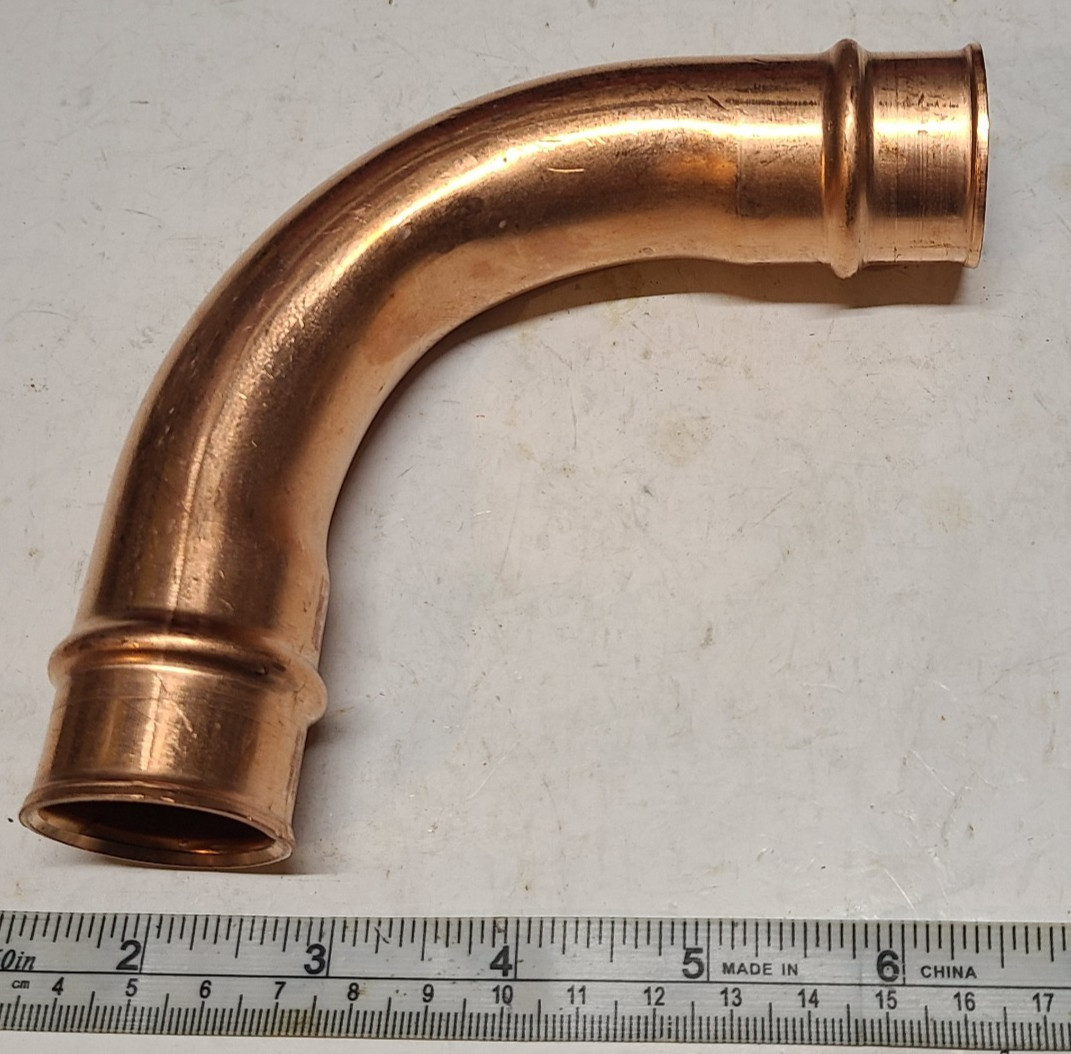 1" Refrigerant Copper Press Long Radius 90° Elbow, 3031161600111