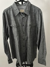 Nudie Jeans Co Cotton Gray Button-Up Long Sleeve Shirt Men's L