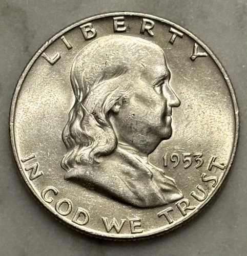 1953-D Franklin Half Dollar - AU - About Uncirculated - 90% Silver