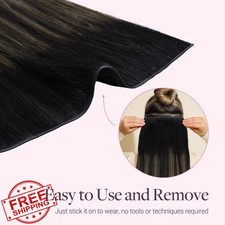 GOO GOO Tape In Hair Extensions Human Hair 22 Inch Balayage Black to Brown
