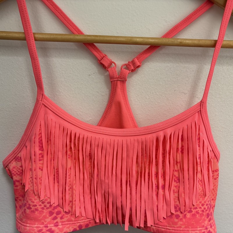 JUSTICE GIRLS BATHING SUIT TOP ONLY FRINGE MULTI COLORS SIZE 14