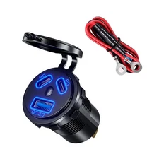 Dual PD+QC 3.0 Port USB Car Fast Charger Cigarette Lighter Socket Power Plug