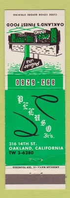 Matchbook Cover - Peluso Jr's Oakland CA restaurant