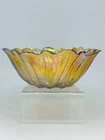 Vintage Indiana Glass Amber Sunflower Bowl 7.25" Carnival Glass Scalloped Edge