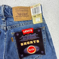 Vintage 90s Levis Slim Girls Denim Shorts Size Blue NWT NOS Y2K Orange Tab