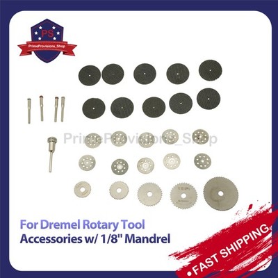 30PCS For Dremel Rotary Tool Cutting Wheel Set Drill w/ 1/8'' Mandrel Accessories