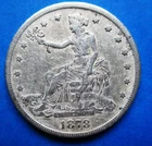 1878-S TRADE SILVER DOLLAR. CIRCULATED. BETTER GRADE.