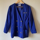 Berkertex Blazer Damen Gr. 12 Kobaltblau Gold Stickerei Vintage Jacke Hochzeit