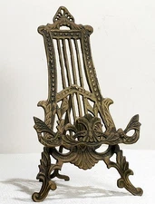 Antique Cast Iron Easel Stand For Book or Photo Victorian Art Nouveau Style 10"
