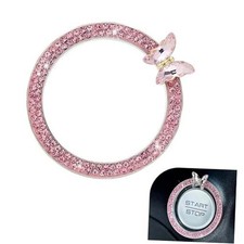 Bling Car Crystal Rhinestone Ring Emblem Sticker, Girly Butterfly Diamond pink