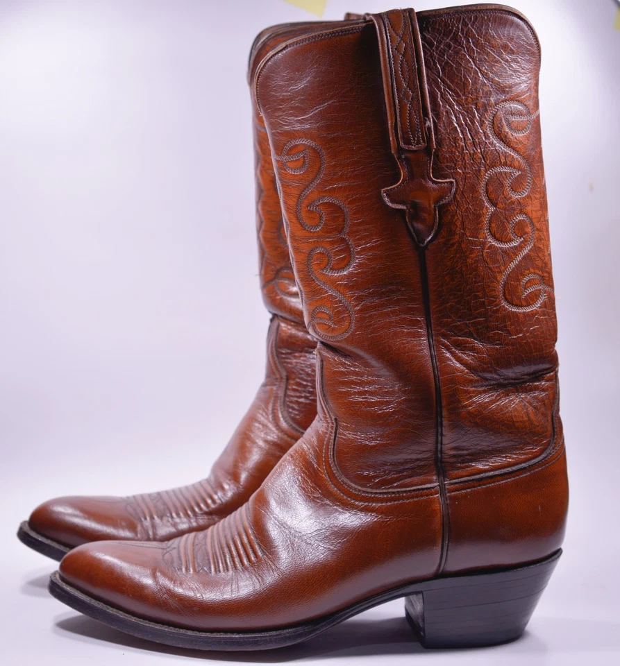 LUCCHESE BOOTS LEATHER BROWN MEN'SIZE- BOTTES LUCCHESE CUIR MARRON HOMME - Photo 3/4