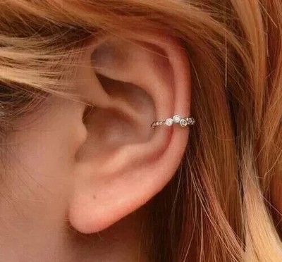 Laborgefertigte Damen-Manschettenohrringe 2 kt Rundschliff 14 kt Gelbgold-Finish