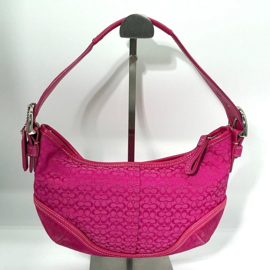 Coach Soho Signature One Shoulder Bag Pink Canvas 6351 - Gem