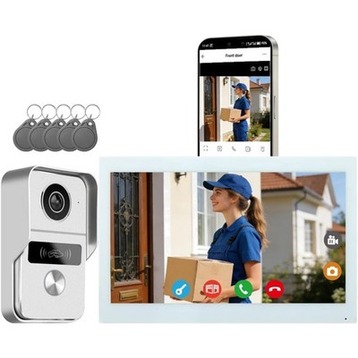 Video-Türsprechanlage 10,1 Zoll 1080P Farb Touchscreen Zwei-Wege-Audio