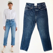 Reformation Cynthia High Rise Straight Jeans Womens Sz 26 Button Fly Blue Denim