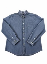 Tommy Hilfiger Mens XL Cotton Chambray Button Down Custom Fit Shirt Long Sleeve