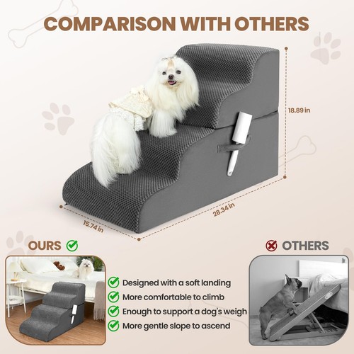 Hundetreppe, 4-stufige Stufenrampe Hochbett und Couch, Hunderampe mit stabilem Nicht-S... - Bild 5 von 6