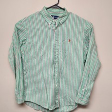 Polo Ralph Lauren Men Button Up Shirt Size XL- Striped Green Orange Blue White