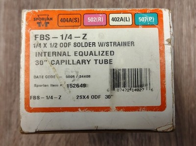 Sporlan FBS-1/4-Z Thermostatic Expansion Valve TXV 1/4x1/2 ODF 152649