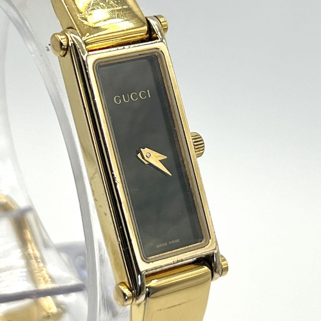 GUCCI レディース 時計 QUARTZ ゴールド 美品✨ GUCCI 1500L Watch Gold Black Dial QZ Women's Bangle Wrist