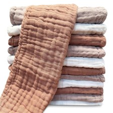 Muslin Burp Cloths Pure Cotton Soft Absorbent Washable Reusable Spit Up Rags