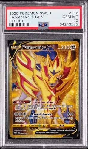 2020 POKEMON SWORD & SHIELD SECRET #212 FULL ART/ZAMAZENTA V PSA 10