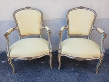 COPPIA POLTRONE LACCATE VENEZIANE - CORNICI DORATE - STOFFA GIALLA - 1940 EMILIA