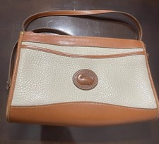 Vintage Dooney  Bourke All Weather Leather Crossbody Bag Cream Tan USA