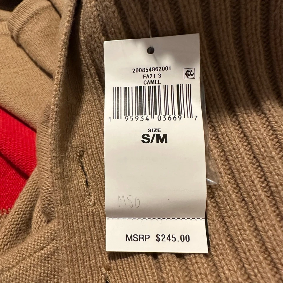 Nuevo con etiquetas Poncho Lauren Ralph Lauren Mezcla Lana Rayas Camel S/M Foto 4 de 4