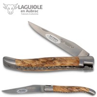 Laguiole Messer En Aubrac 12Cm - Griff Aubrac Buche - Doppelplatine - Stahl Matt