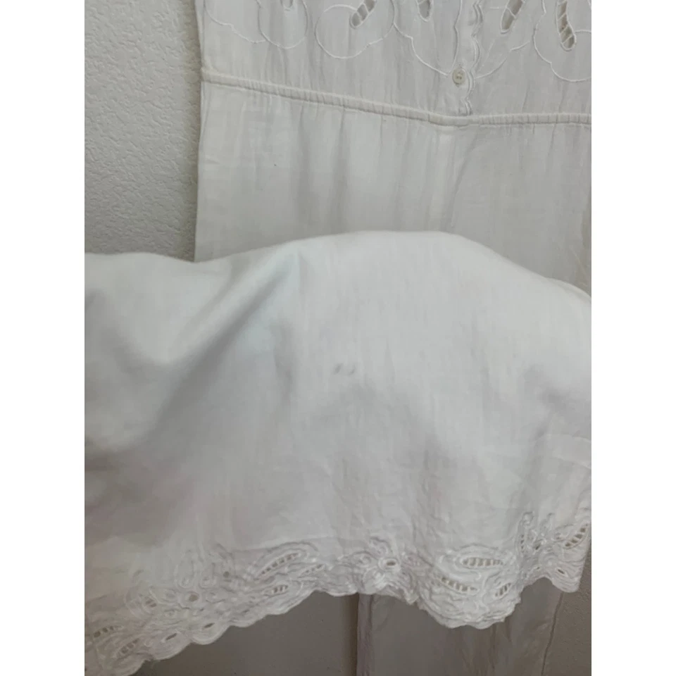 Mono vintage Newport News blanco lino sin mangas bordado recorte talla 6 Foto 2 de 4