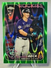 🌋⚾️JORDAN BECK 2024 Topps Chrome Update Rookie Debut Green RayWave SP /99!⚾️🌋