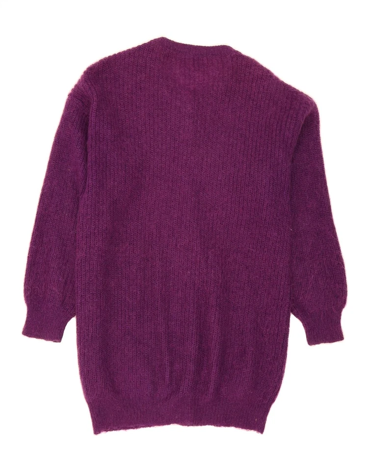 Suéter cárdigan largo C&A para mujer Reino Unido 16 grande mohair púrpura CF02 Foto 2 de 3