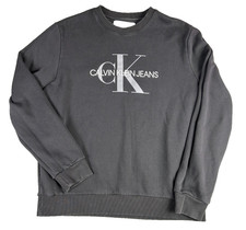 Sudadera Y2K Calvin Klein Jeans Logo Para Hombre Grande Negra Cuello Redondo CK Pullover