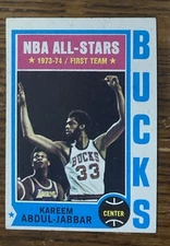 Kareem Abdul-Jabbar 74-75 Topps #1 Bucks