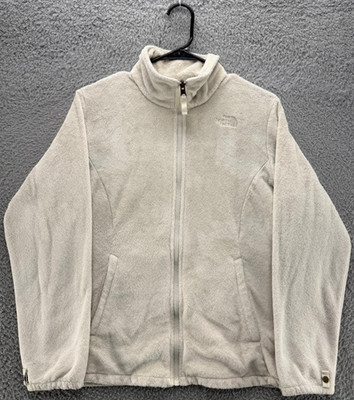 The North Face Girls XL 16 Full Zip Fleece Jacket Cream Ivory Soft High Loft TNF
