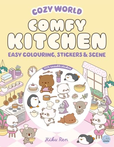 Cozy World Comfy Kitchen: Easy Colouring and Sticker Scene for Teens, Young Adu - Image 5