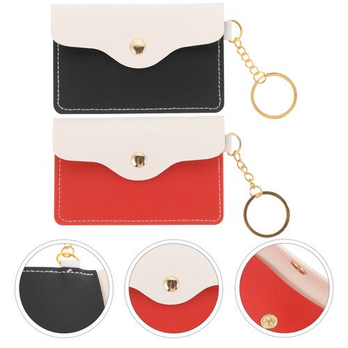 2 Pcs Coin Purse Keychain Travel Miss Card Holder with Ring Keyring Bag - Imagen 4 de 12