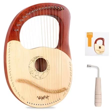 Lyre Harp 16 Strings Mahogany Body Metal String for Beginner Harps Classical ...